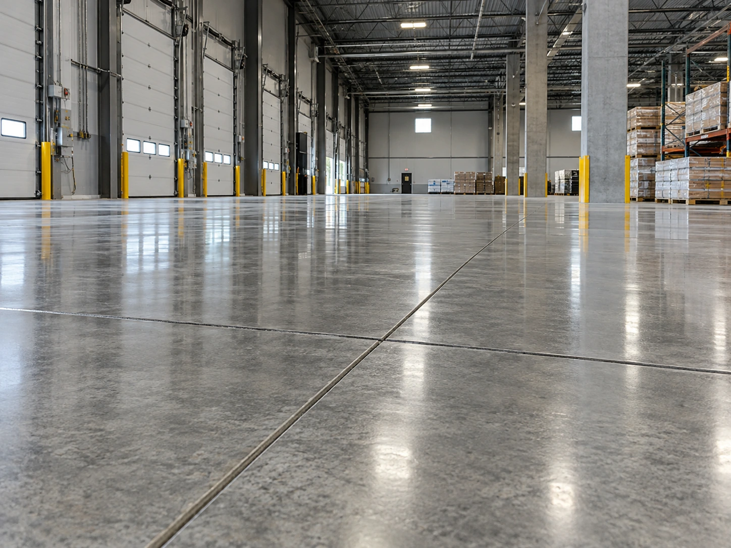 Centro de distribución con piso de hormigón pulido